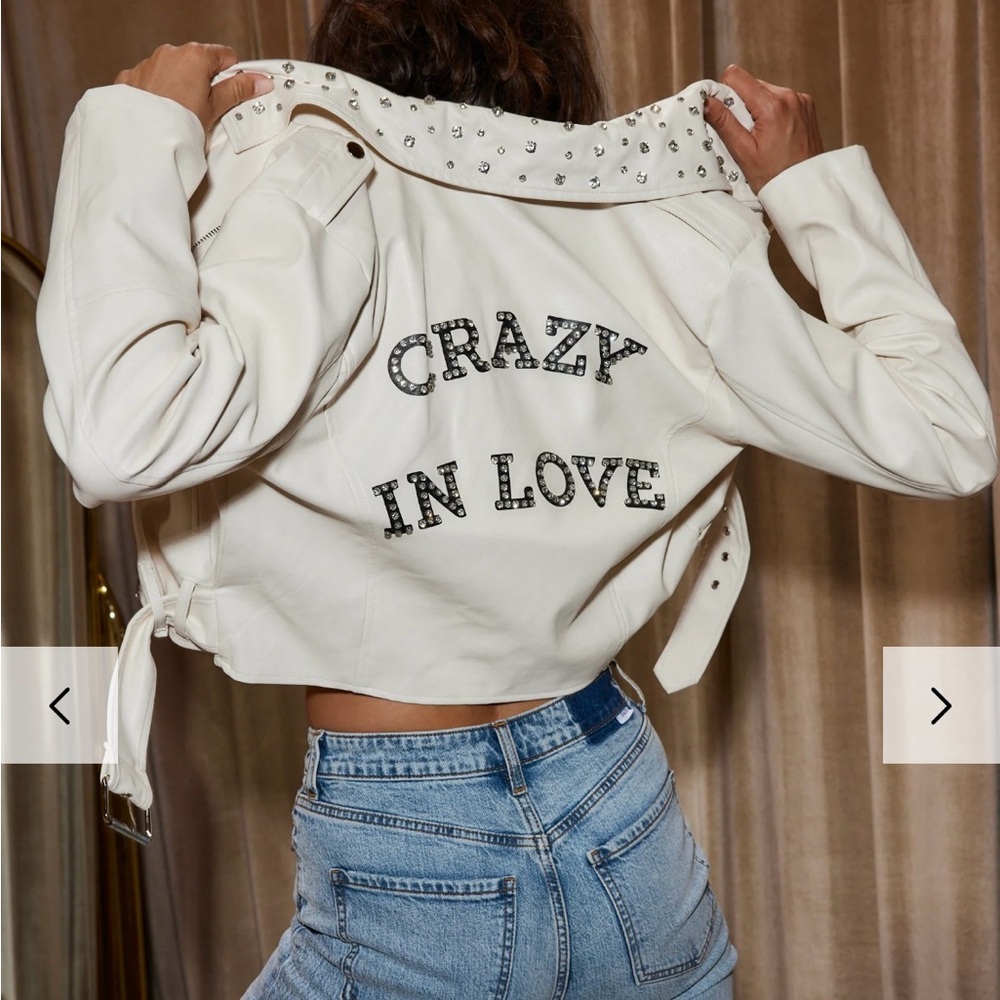 12th tribe crazy in love ivory faux leather jacket